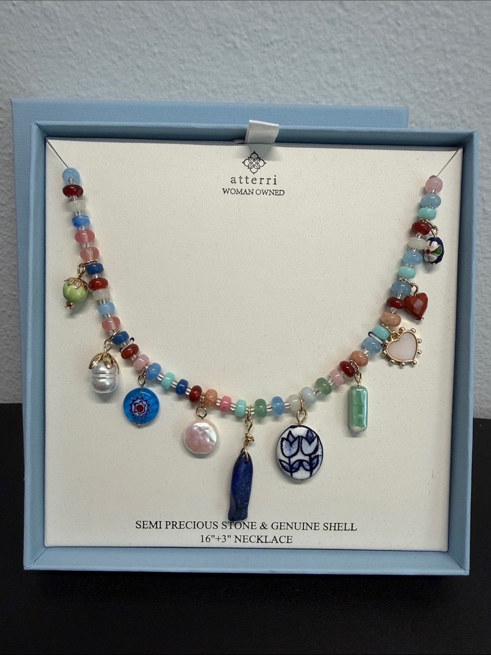 Atterri | Semi-Precious Stone & Genuine Shell Coastal Chic Charm Necklace
